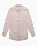 Linen Shirt with French Placket - Pink Striped