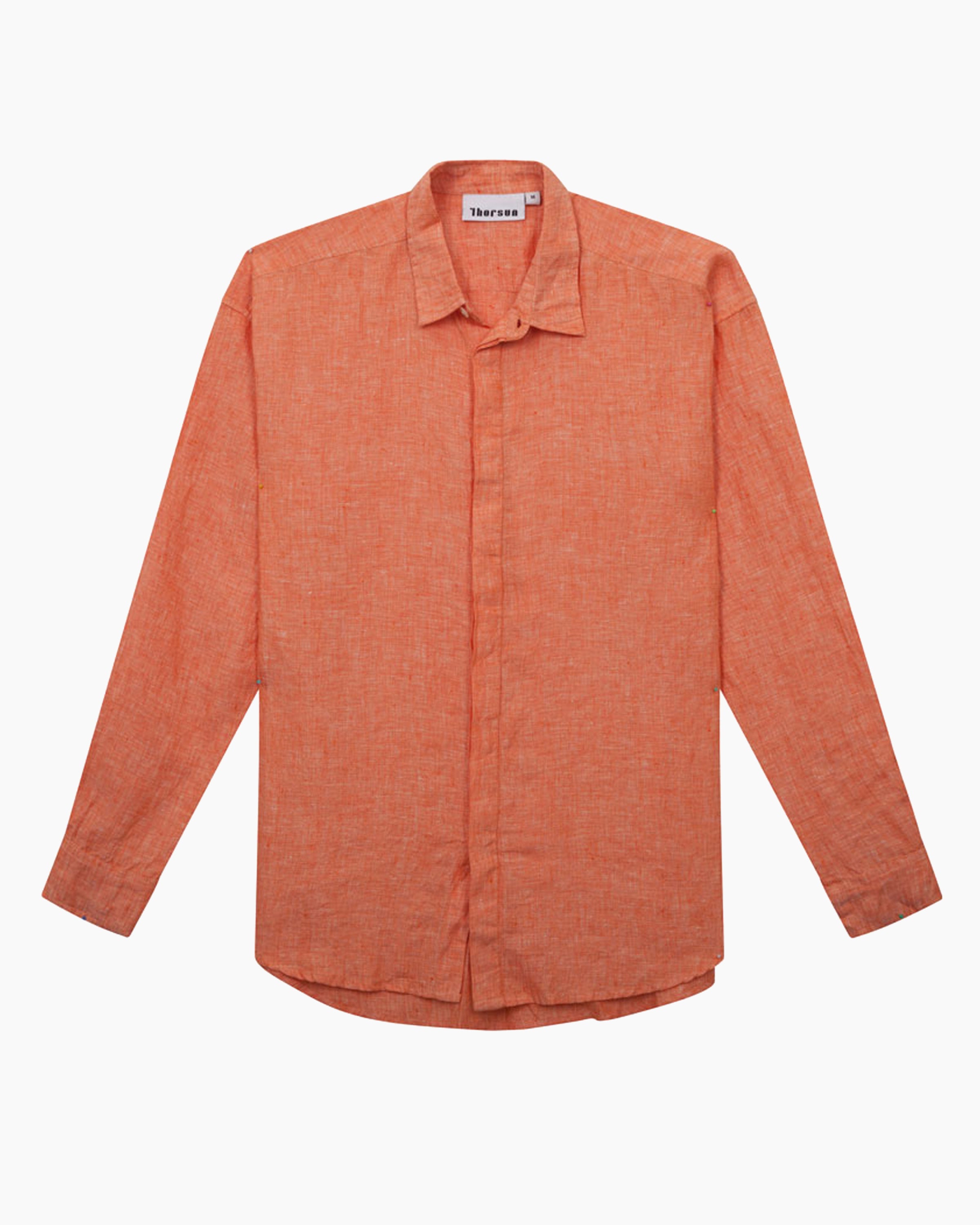 Linen Shirt with French Placket - Orange