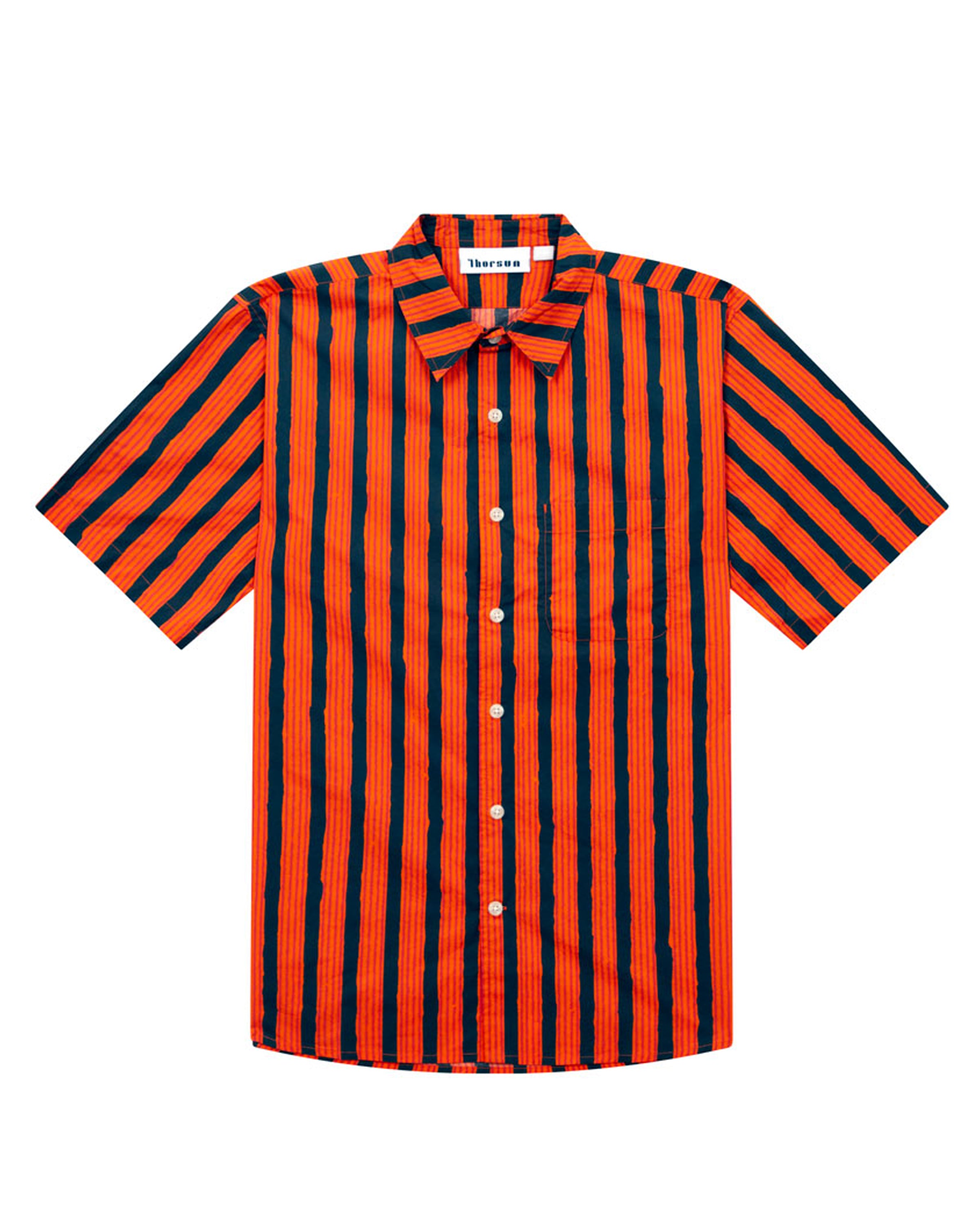 Orange Blurry Stripe Short Sleeve Shirt